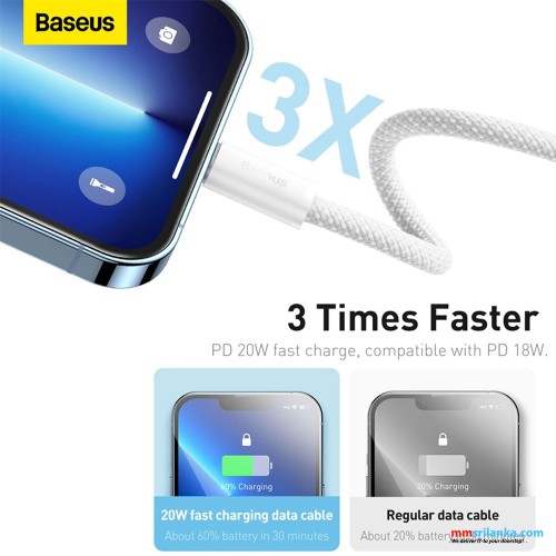 Baseus Dynamic Series 2M Fast Charging Data Cable Type-C to Lightning 20W White (6M)